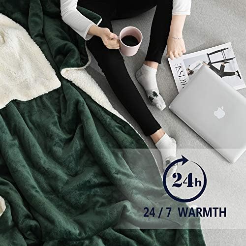 NANPIPER Flannel Blanket Reversible Sherpa Throw Blanket Super Soft Plush Warm Fleece Microfiber for Home/Outdoor/Travel (50"x60",Olive Green) - Image 2