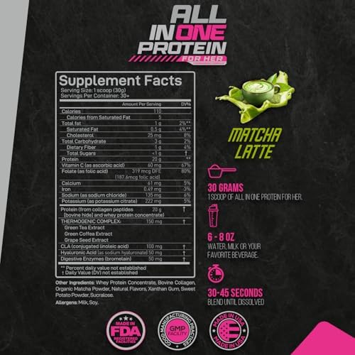 Forzagen All in One Protein for Her, Protein Powder for Women with Collagen Peptides (2 Pound (Pack of 1), Matcha Latte) - Image 2