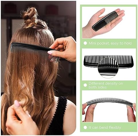 Epakh 12 Hair Brush Comb Set Wet Detangling Mini for Travel, Black - Image 6