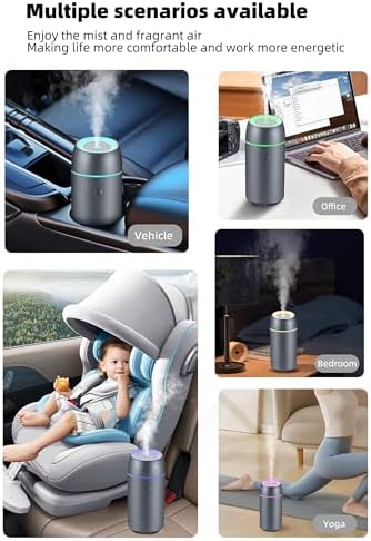 Portable Mini Ultrasonic Essential Oil Diffuser - 100ml USB Aromatherapy Humidifier with 7-Color LED Lights, Upgraded Aluminum Alloy Shell for Home, Office, Bedroom, Car & Small Spaces (Grey) - Image 4