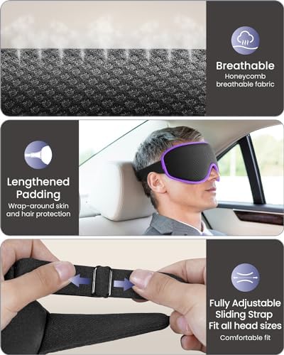 WAOAW Sleep Mask for Men Women: Blackout Eye Masks for Sleep - 3D Breathable Soft Comfortable Eye Mask for Travel - Adjustable Light Blocking Night Masks for Sleeping - Image 4