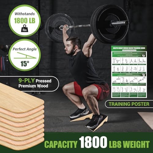 Squat Wedge Block, 1800 LBS Capacity, Wooden Squat Wedge for Heel Elevation - Image 4