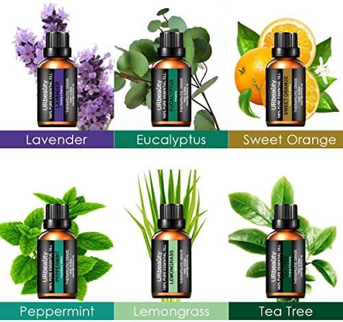 URPOWER 300ml Essential Oil Diffuser with 6 Bottles 10ml Most Popular 100% Pure Aromatherapy Essential Oils, Aroma Gift Set Cool Mist Humidifier with 15 Lighting Modes Light for Bedroom Home Office - Image 2