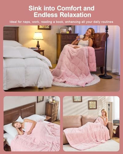 Ultra Soft Sherpa Weighted Blanket for Adults, 48"x72" 15lbs Heavy Blankets - Image 4