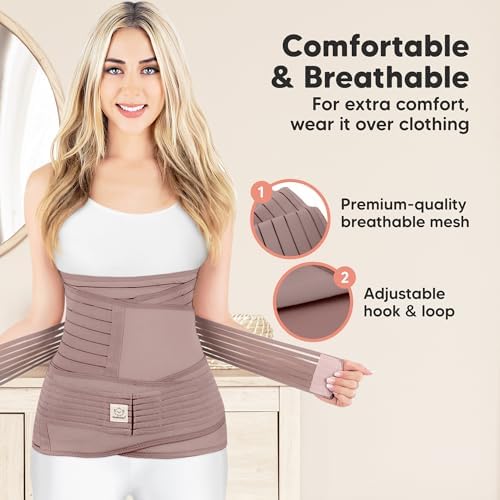 3 in 1 Postpartum Belly Support Recovery Wrap Band (Dusty Plum, M/L) - Image 3