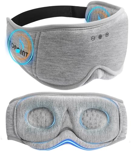 Sleep Mask with Headphones Bluetooth 5.4, TOPOINT 3D Eye Mask Blackout with Soft Bamboo Cotton for Side Sleepers Women Men, Sleep Headphones Earphones HD Speaker Microphone for Travel Meditation Gift by TOPOINT