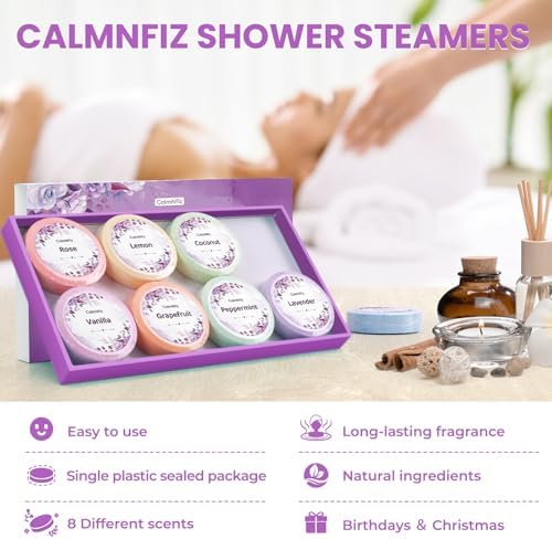CalmNFiz Shower Steamers Self Care Gifts 2 * 8 Pack, Green & Purple - Image 5