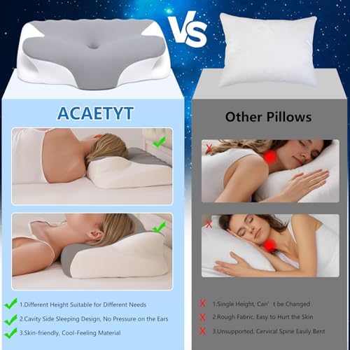 Cervical Neck Pillow for Neck Pain Relief, Ergonomic Contour Orthopedic Cooling Odorless Memory Foam Pillow, High-Density Slow Rebound, Support Side Back Stomach Sleepers with Washable Pillowcase - Image 5