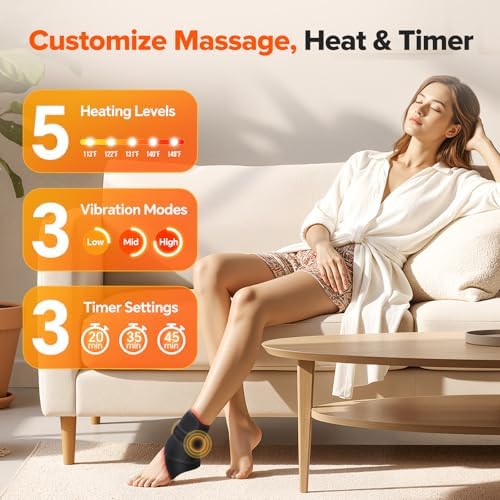 Cordless Neuropathy Foot Massager, Ankle Massager for Pain Relief, Ankle Heating Pad Plantar Fasciitis Relief, Black - Image 5