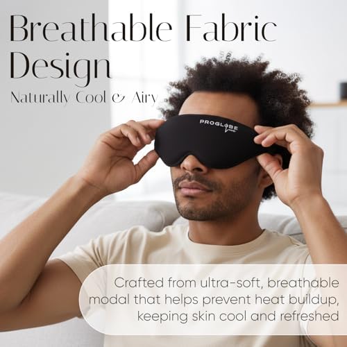 Proglobe Luxe Sleep Mask for Back and Side Sleepers, 3D Eye Mask, Black - Image 4