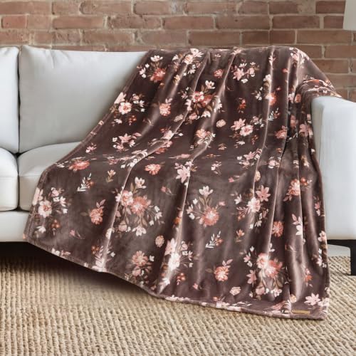 Lucky Brand Nina Floral Cocoa Plush Throw, Fondue Fudge, 50 x 70 in by LuckyBrand