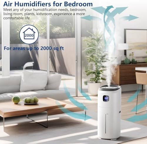 KZF Humidifiers for Bedroom, 15L Large Room Humidifier, 2000 Sq.ft Coverage, 72Hrs Runtime, Top Fill, 26dB Quiet, 3 Mist Levels & Diffuser, Auto Shut-Off, Ready for Baby Nursery Home and Plants - Image 6