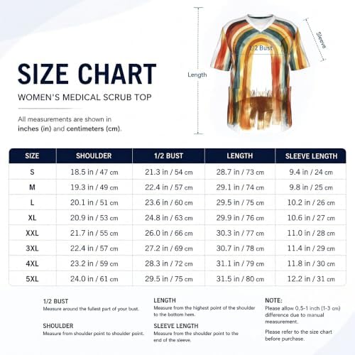 Men's Scrub Top,V-Neck Spill Wrinkle Resistant,3 Pockets-Boho Rainbow (1) - Image 5