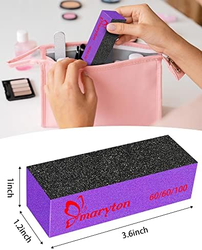 Maryton Nail Buffer Sanding Block Polisher Buffing File 60/100 Grit for Acrylic Nail Art Kit Manicure Tools 10 PCS (Black Purple) - Image 4