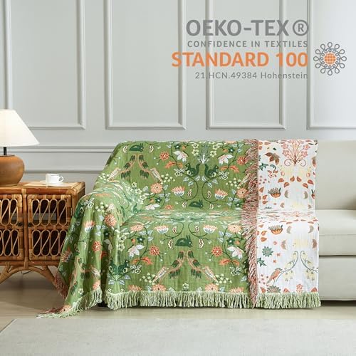 Boho Throw Blanket for Bed 90”x98”, 100% Cotton Blanket for Couch Sofa - Image 4