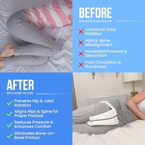 Memory Foam Knee Pillow for Side Sleepers Hip Pain with Adjustable Strap - Between Leg Pillow for Side Sleeping - Sciatica Pain Relief Support for Back, Knees, Joints, and Spine Alignment Cushion - Image 6