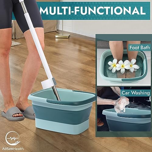 AllSett Health Collapsible Foot Bath – Advanced Foot Soaking Tub with Portable Design and Handle, Compact and Lightweight Foot Soak with Acupressure Points - Green, Blue - Image 6