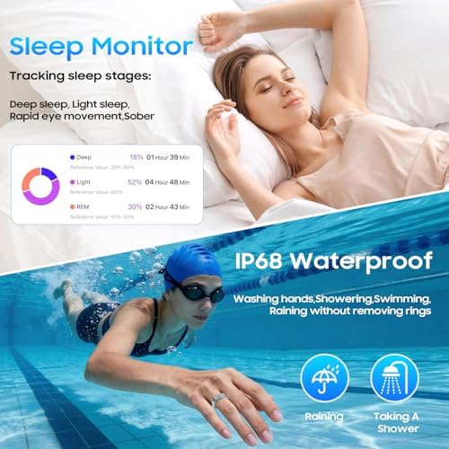 Smart Ring Gen 3 for Women Men, IP68 Waterproof Health Tracker Silver,10 - Image 6