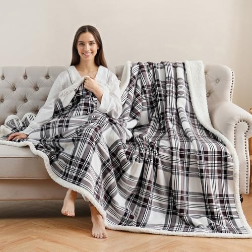 Gracelife Sherpa Fleece Throw Blanket for Couch, Fluffy Plush Warm Fuzzy Blanket for Women and Men, Cozy Thick Soft Twin Blanket for Bed(Gray-2, 60"*80") - Image 2