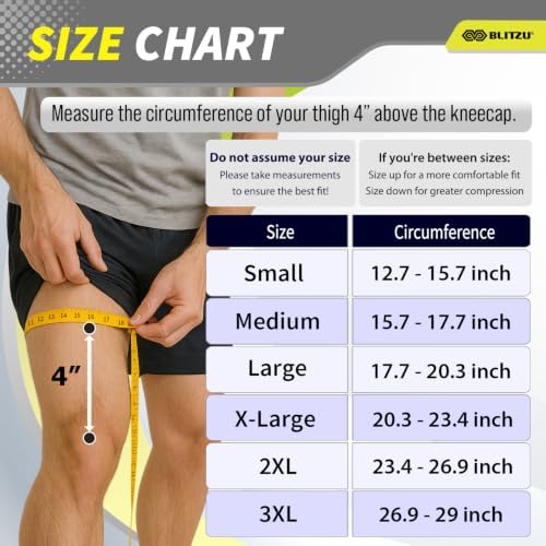 Knee Brace Men & Women, Knee Compression Sleeve Support Wrap Tendonitis XL - Image 6