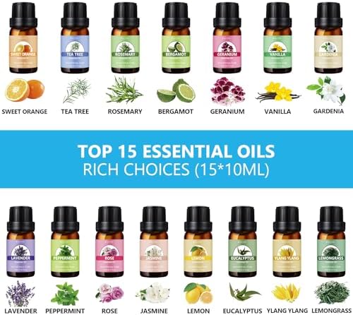 SACATR 550ml Oil Diffuser with 15x10ml Aromatherapy Grade Essential Oils - Image 2
