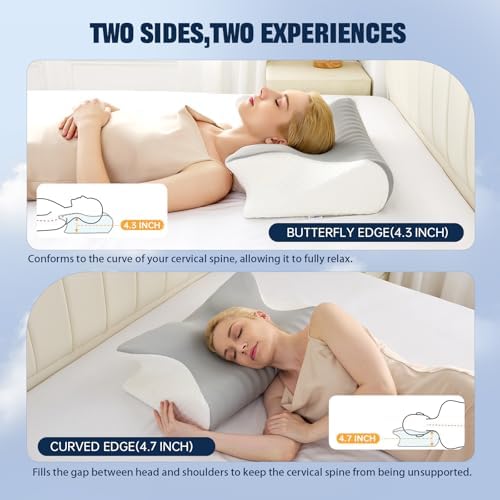 Cervical Neck Pillow for Pain Relief,Ergonomic Contour Memory Foam Pillows,Orthopedic Bed Pillow for Side Back Stomach Sleeper,Includes an Extra Pillowcase - Image 4