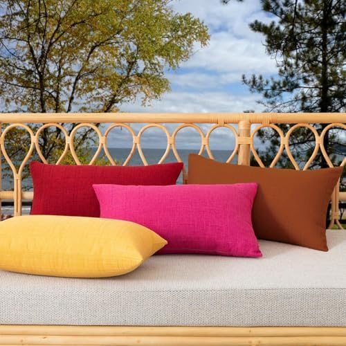 Kevin Textile Outdoor Waterproof 14”x24” Pillow Covers 2 Pack, Burnt Orange - Image 5