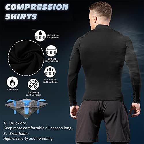SPVISE Men's Compression Shirts Long Sleeve Mock Turtleneck Workout Tops - Image 5