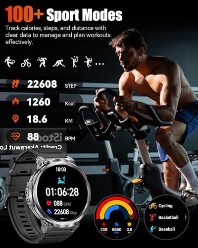 Military Smart Watch for Men, 1.85" Big Screen, Flashlight, 930mAh Battery - Image 6
