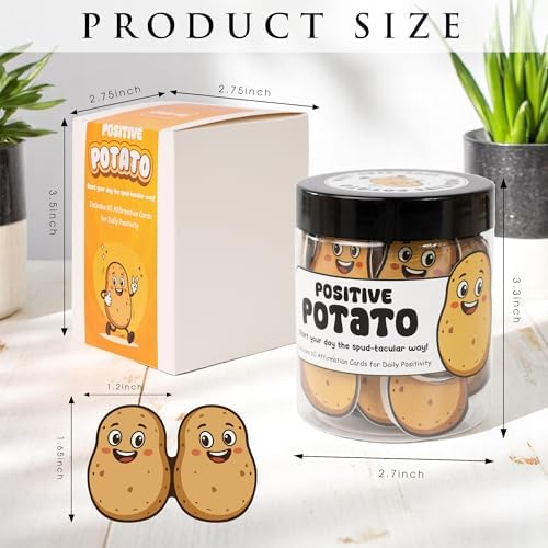 Emotional Supports Potato Jar, 60 Positive Potato Cards in Jar, Affirmation Gifts for Women, Coworker Leaving Gift, Farewell Gifts for Coworkers, Birthday Gifts for Girls, Teens, Friends - Image 3