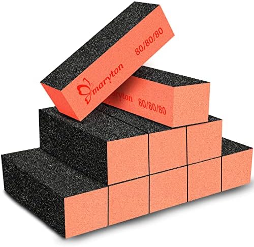 Maryton Nail Buffer Sanding Blocks, 80/80 Grit for Acrylic Nails, 10PCS by MARYTON