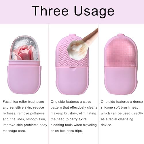 Ice Cube Roller for Face,Eyes and Neck,Reusable Silicone Ice Face Roller With Brush for Face Cold Therapy,Facial Face Massage Tools for Beauty & Skincare - Image 4