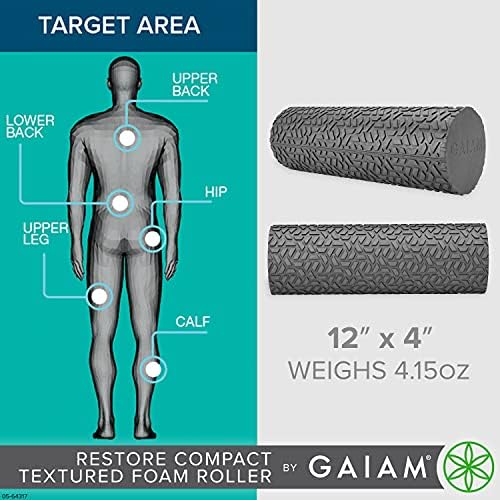 Gaiam Restore Compact Textured Foam Roller, 12", Muscle Recovery - Image 6