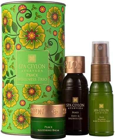 SPA CEYLON Peace Wellness Trio Set, Holistic Spa Essentials for Calming, Natural Ingredients, Ayurvedic Bath Gift Set, Shower Gel, Body Mist, Balm (150 g, Lemongrass) by SPACEYLON