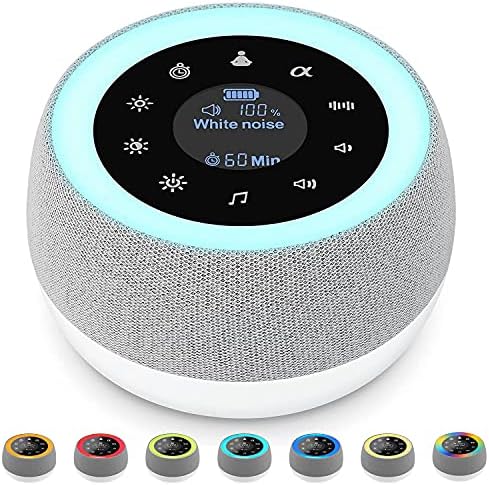 [2 in 1] White Noise Machine, Sleep Sound Machine with 7 Colors Night Light, 32 Soothing Sounds, Built-in Battery & Headphone Jack, Portable Sound Machine for Sleeping Baby, Adult and Sound Therapy by FocusOnChargingAskForMore