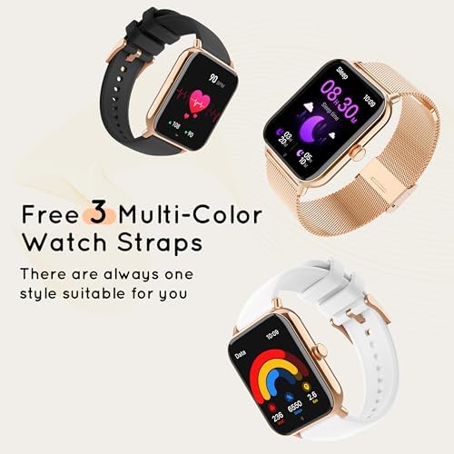 Smart Watch for Women Men (Answer/Make Calls) 1.85" HD Rose Gold/3 Bands - Image 5