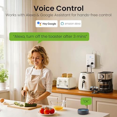 GHome Smart Plug Outlet Extender, USB Wall Charger with 3 Individual Smart Outlets and 3 Smart USB Ports, Works with Alexa Google Home, WiFi Power Strip for APP Control,15A/1800W - Image 2