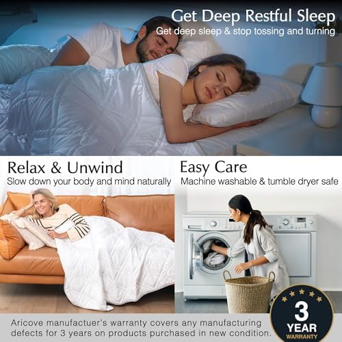 Aricove Cooling Weighted Blanket for Adults, 25lbs, Queen/King Size, 80x87 inches, Silky Soft Bamboo Viscose, Machine Washable, White - Image 5