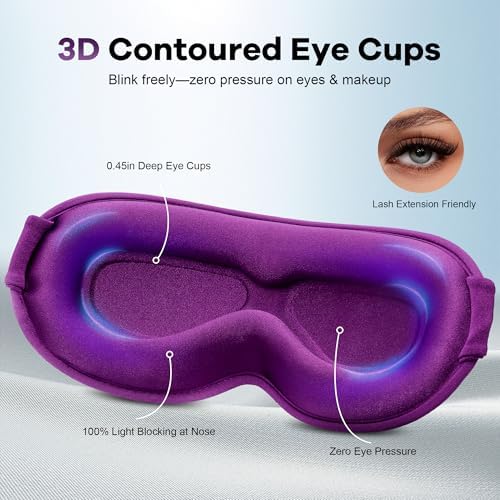 Blackout Eye Mask for Deep Sleep, 3D Weighted Sleep Mask for Women, Zero Pressure, Lash-Friendly, Perfect for Airplane Travel, Meditation, Yoga, Relaxation & Gifting, Purple - Image 4