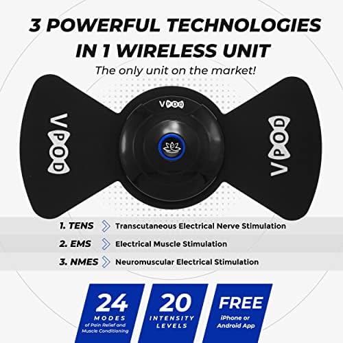 VPOD Deluxe Wireless TENS Unit Muscle Stimulator with Smartphone App Control - Bluetooth Enabled for Pain Relief Therapy - Rechargeable Portable Device for Back and Neck Pain - Image 5