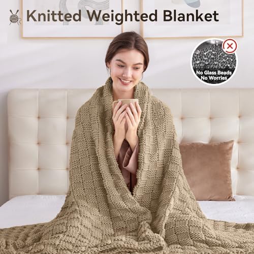 Knitted Weighted Blanket for Adult, No Beads Heavy Blanket 36"x48" 3lbs - Image 5