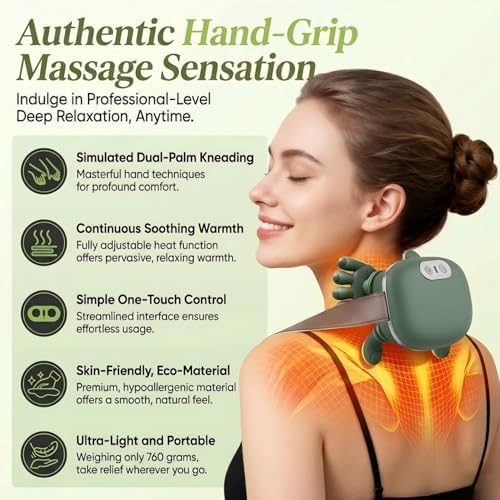 N7 Bionic Neck and Shoulder Massager, Heated Real-Hand Massagers with Fingers for Back Muscle Pain Relief, Portable & Lightweight Design - Image 2