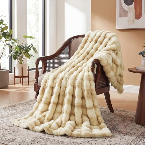 ORINOVA Light Tie-dye Yellow Twin Fuzzy Ultra Soft Bed Comfy Blanket 60x80 Cozy Faux Fur Throw Blanket for Living Room Thick Fluffy Furry Blanket Home Gifts 860 GSM - Image 2