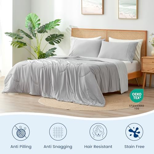 Cozy Bliss Cooling Comforter Twin Size, Reversible Lightweight Cooling Blankets for Hot Sleepers and Night Sweats, Q-Max>0.45 Soft Breathable Silky Smooth Summer Comforter, Cool Grey, 68"x90" - Image 6