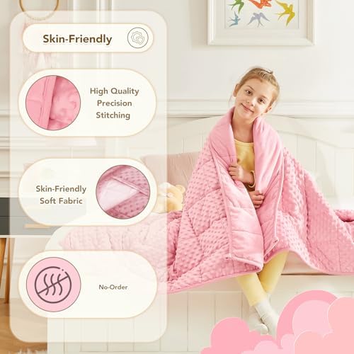 CuteKing Weighted Blanket - Weighted Blanket with Premium Glass Beads - Heavy Blanket Crystal Velvet for Comfort Sleep - Thick Blanket All Season (3lbs, 20"x30", Pink Bubble) - Image 5
