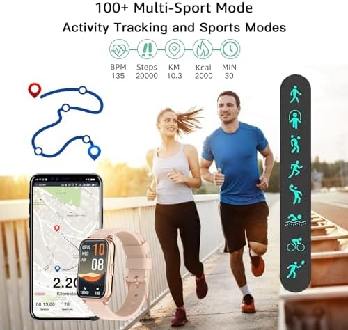 Smart Watch Fitness Tracker Make/Answer calls for Women Men with Heart Rate Blood Oxygen Sleep Monitor Sports Modes Step Calorie Counter IP68 Waterproof for Android Phones iPhone (Rectangle, Pink) - Image 5