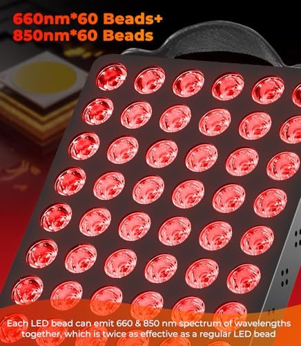 Red Light Therapy for Body Face 300W, 660nm 850nm Near Infrared Light Therapy Panel with 60 Dual Chip LED Device - Image 5