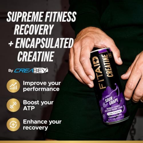 FITAID Creatine Recovery Drink, Sour Grape, 12 fl oz (12-Pack) - Image 4