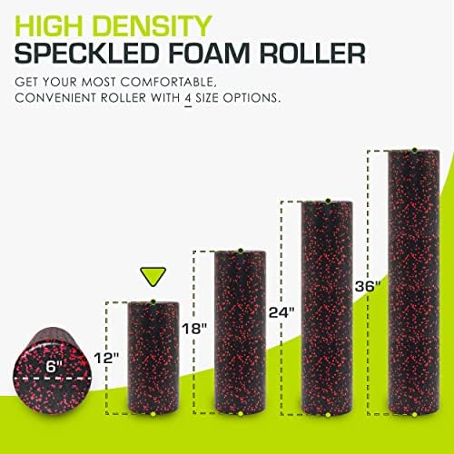ProsourceFit High Density Foam Rollers 12 - inches long, Firm Full Body Athletic Massage Tool for Back Stretching, Yoga, Pilates, Post Workout Muscle Recuperation, Black/Red - Image 2
