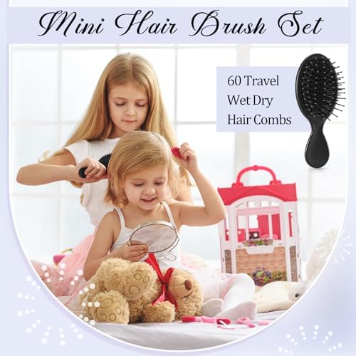 60 Pcs Black Mini Hair Brushes Bulk for Homeless Soft Bristles Adds Shine Scalp Massage and Detangling Travel Hair Combing for Women Spa Party Favors - Image 6